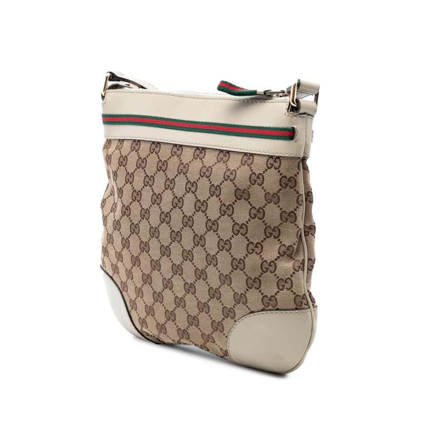Gucci GG Canvas Web Mayfair Crossbody Beige Good condition - Back View