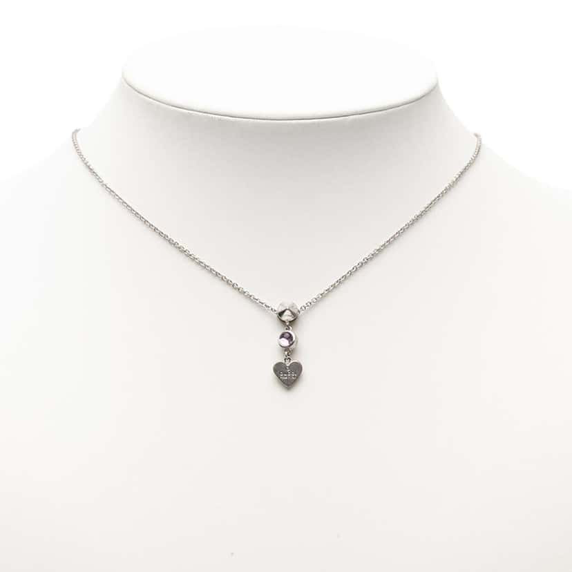 Gucci Sterling Silver Bejeweled Heart Pendant Necklace Silver Silver Good condition - Inside View