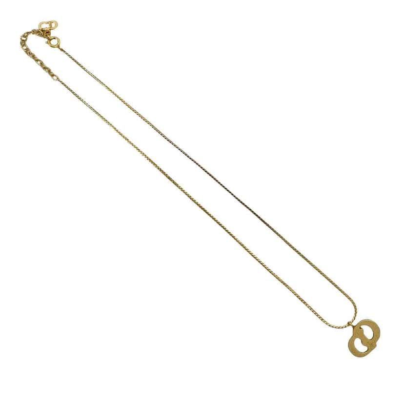 Dior Gold Plated CD Logo Pendant Necklace Gold Metal Good condition - Back View