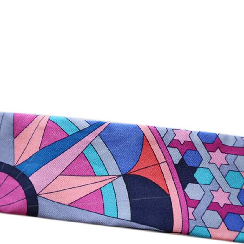 Hermès Rose De Compas Silk Twilly Scarf Blue Silk Very good condition - Model View