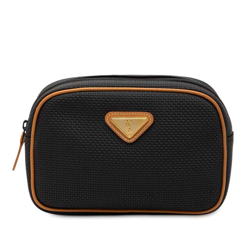 Saint Laurent Coated Canvas Pouch Black Canvas Good condition - Front View