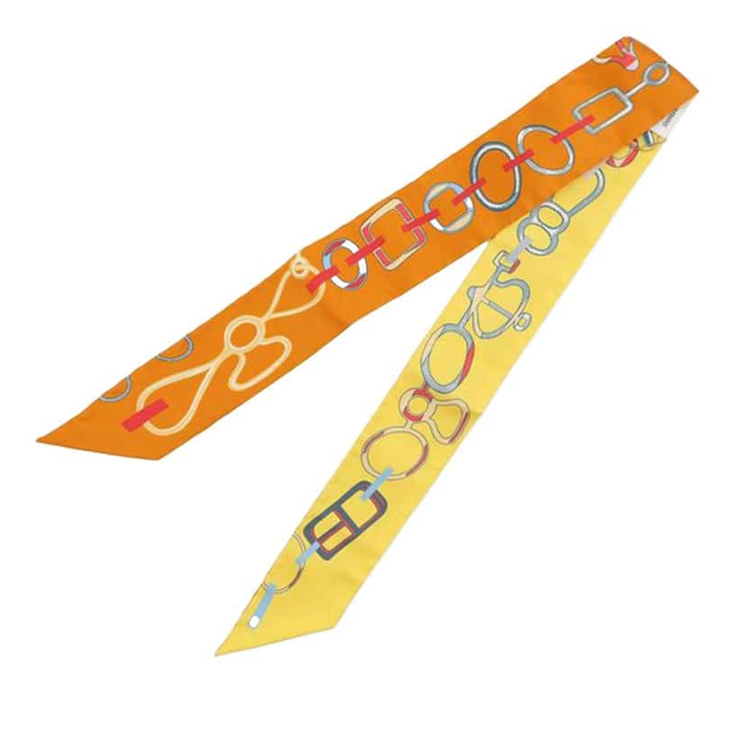 Hermès Do Re Boucles Silk Twilly Scarf Orange Silk Very good condition - Back View