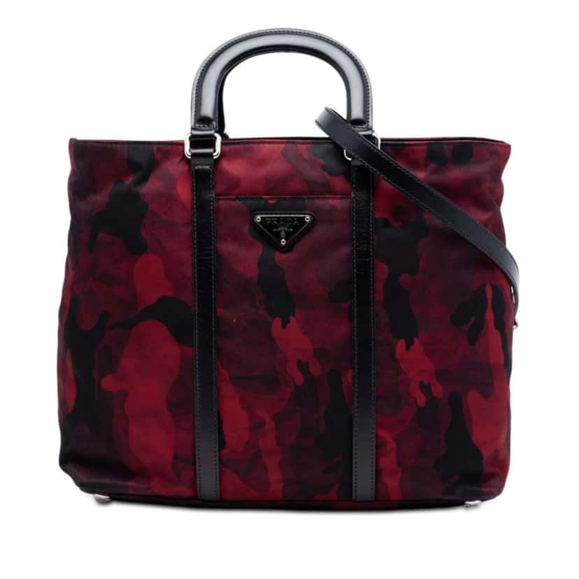 Prada Tessuto Camouflage Satchel Red Good condition - Front View