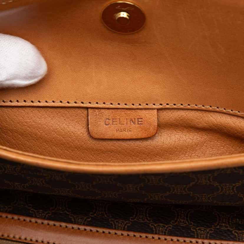 Celine Macadam Coated Canvas Clutch Brown Canvas Good condition - Box View
