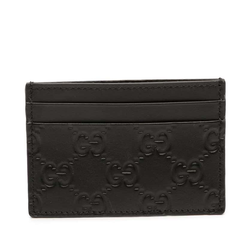 Gucci Guccissima Card Holder Black Leather Good condition - Front View
