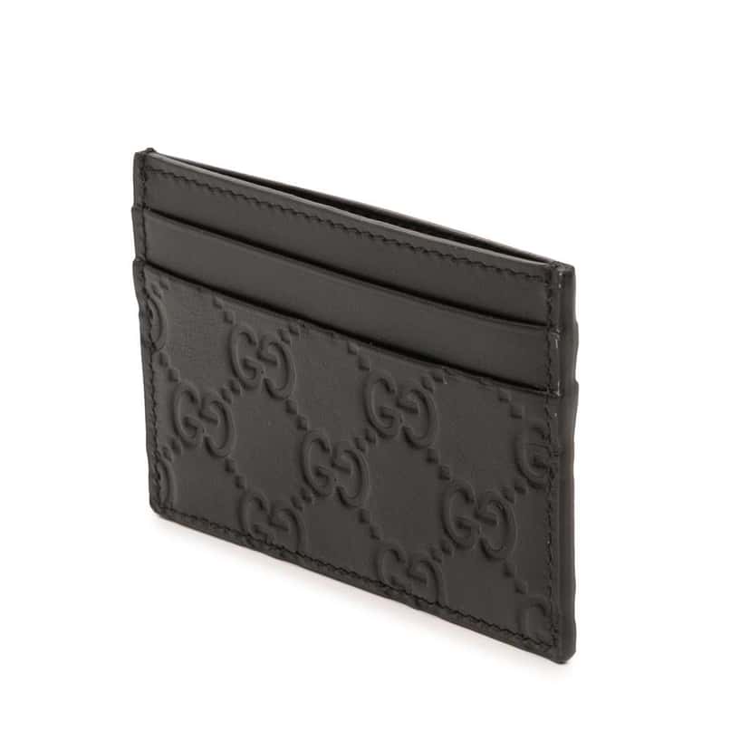 Gucci Guccissima Card Holder Black Leather Good condition - Back View