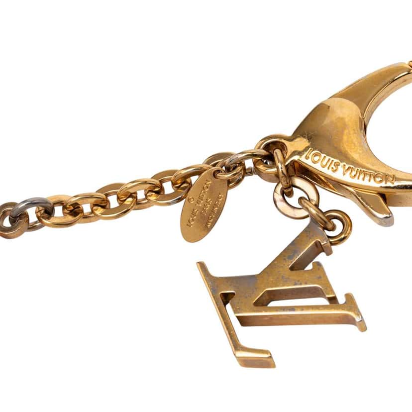 Louis Vuitton Gold Plated and Resin Hollow Flower Key Holder and Bag Charm Gold Metal Fair condition - Inside View