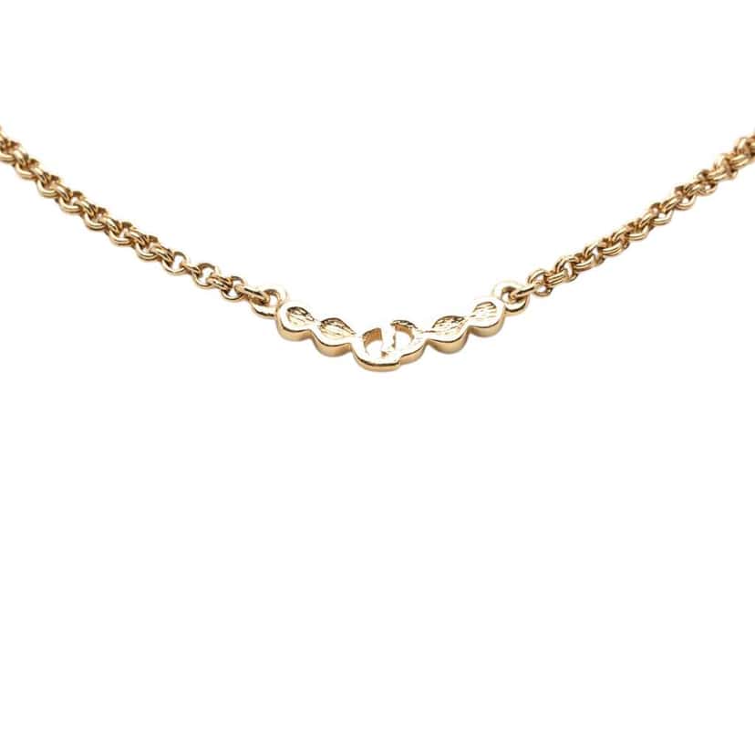 Dior Gold Plated Rhinestone Pendant Necklace Gold Metal Good condition - Inside View