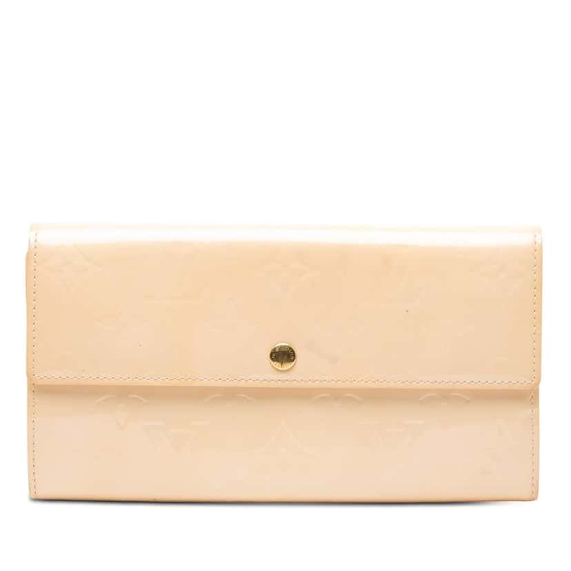Louis Vuitton Monogram Vernis Sarah Wallet Beige Leather Good condition - Front View