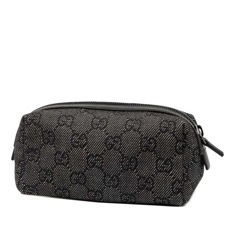 Gucci GG Denim Cosmetic Pouch Grey Denim Good condition - Back View