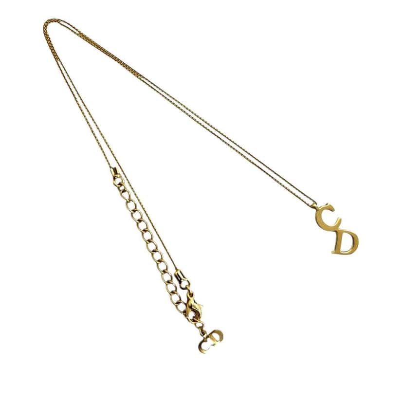 Dior Gold Plated CD Logo Pendant Necklace Gold Metal Good condition - Front View