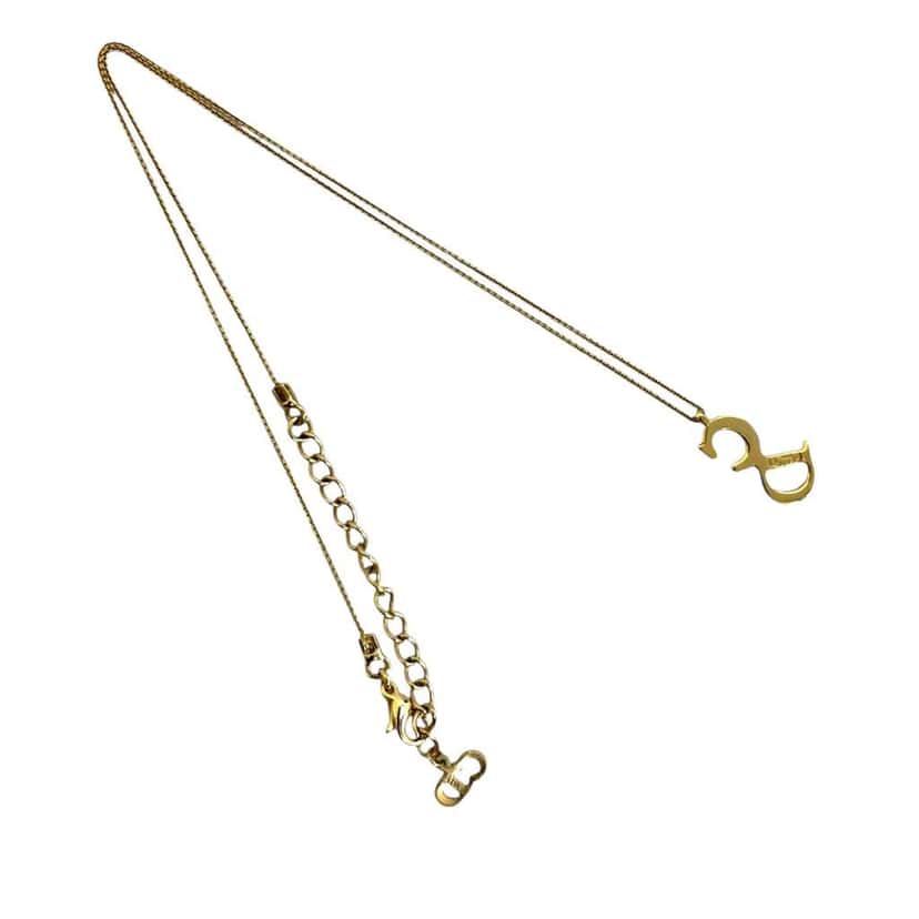 Dior Gold Plated CD Logo Pendant Necklace Gold Metal Good condition - Back View