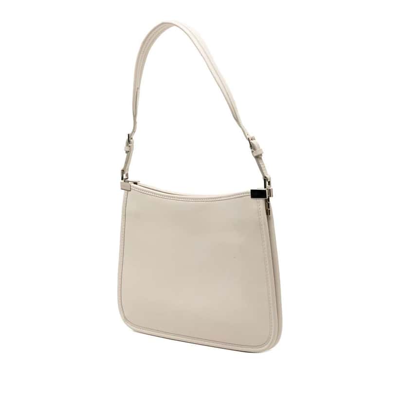 Gucci Small Calfskin Slim Horsebit Shoulder Bag White Leather Very good condition - Back View