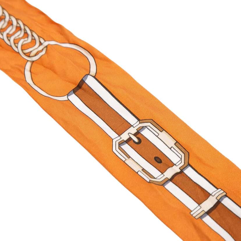 Hermès Grand Tralala Silk Twilly Scarf Orange Silk Good condition - Back View