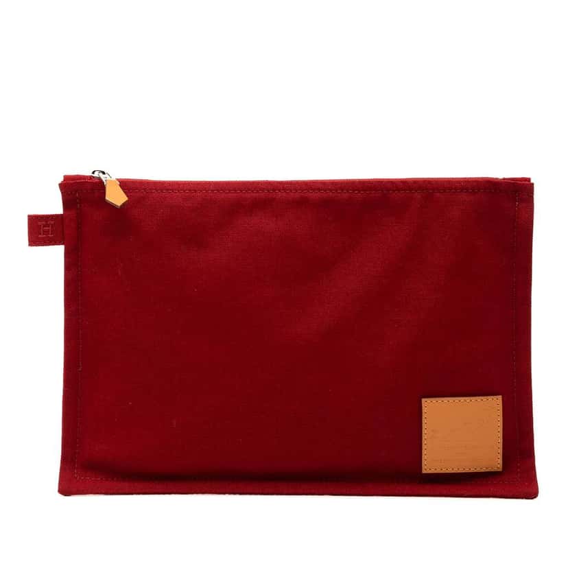 Hermès Toile Bora Bora Pouch MM Red Canvas Good condition - Front View