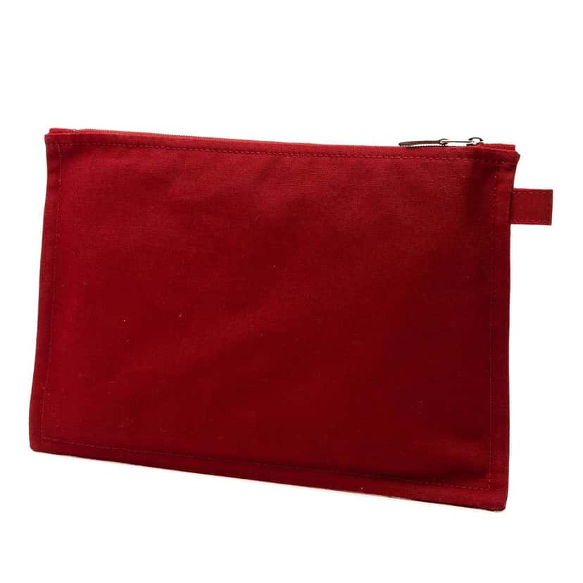 Hermès Toile Bora Bora Pouch MM Red Canvas Good condition - Back View