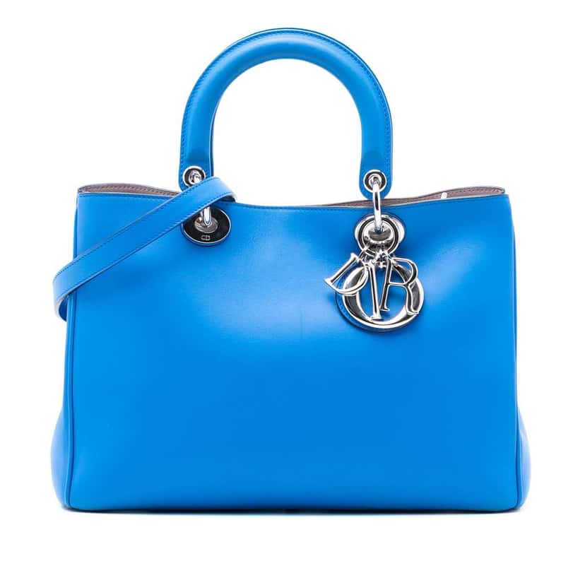 Dior Medium Calfskin Diorissimo Tote Blue Leather Good condition - Front View