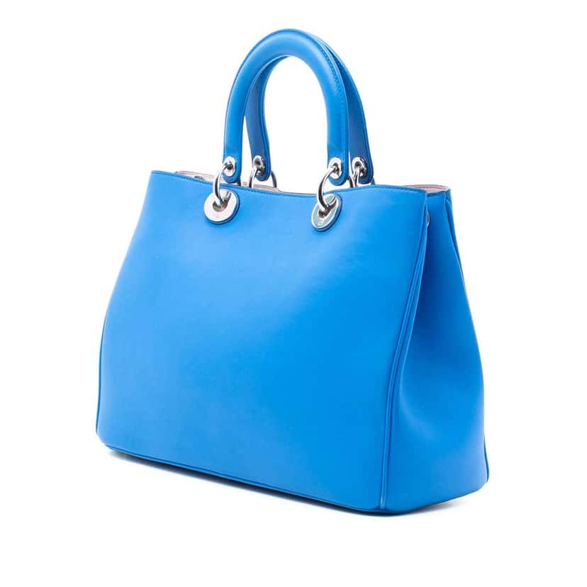 Dior Medium Calfskin Diorissimo Tote Blue Leather Good condition - Back View