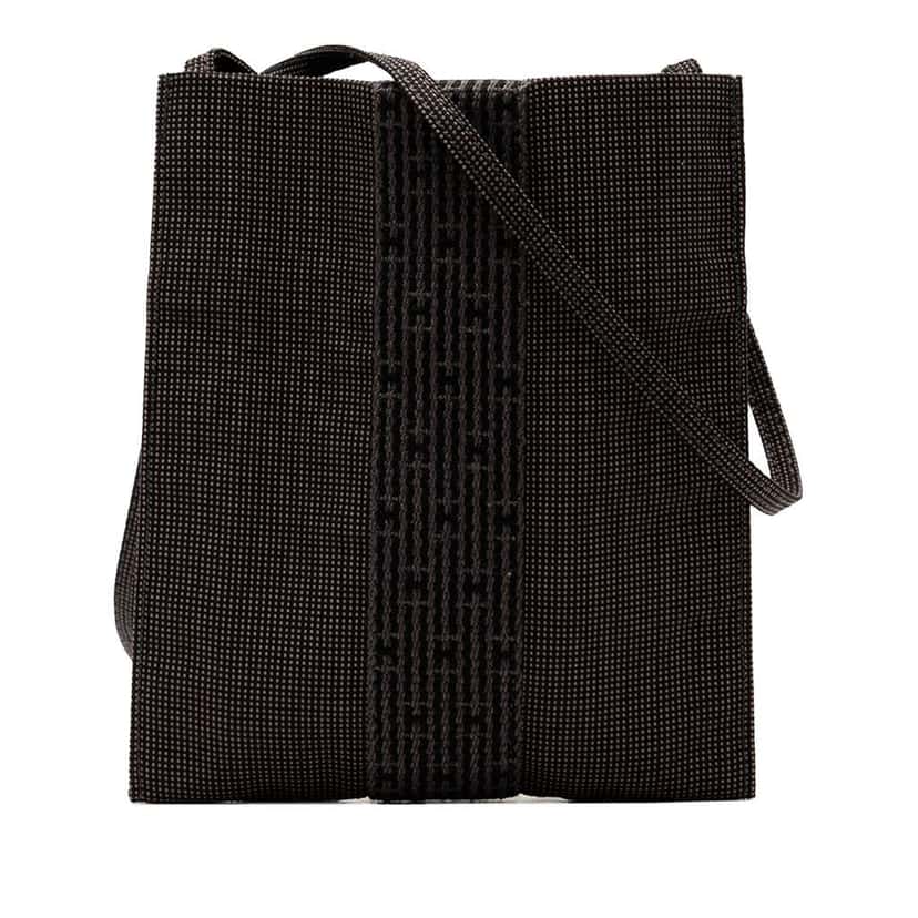 Hermès Canvas Herline Pochette Grey Polyester Good condition - Front View