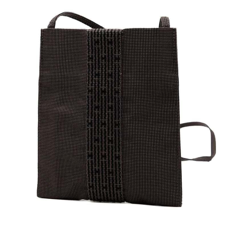 Hermès Canvas Herline Pochette Grey Polyester Good condition - Back View