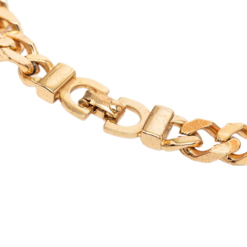 Dior Gold Plated Enamel Logo Plaque Chain Bracelet Gold Metal Good condition - Box View