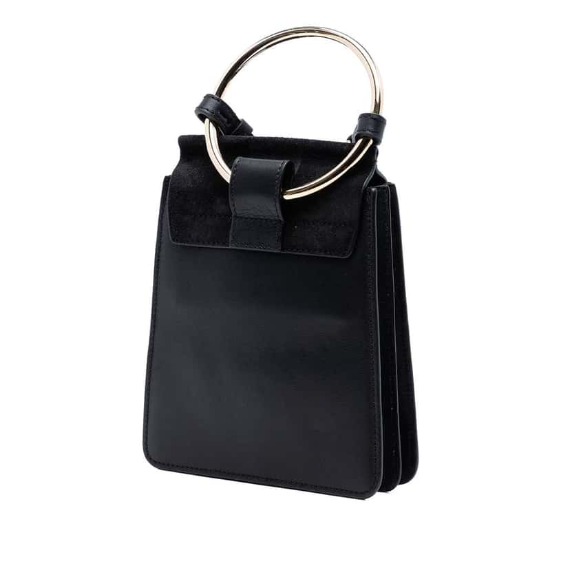 Chloé Mini Calfskin and Suede Faye Bracelet Bag Black Leather Good condition - Back View