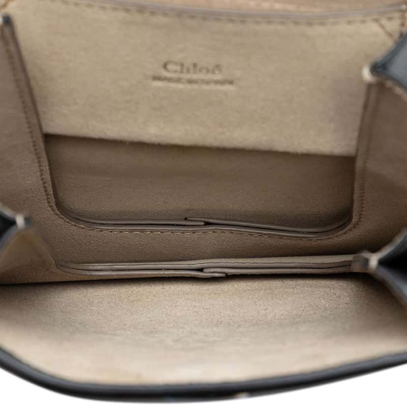 Chloé Mini Calfskin and Suede Faye Bracelet Bag Black Leather Good condition - Model View