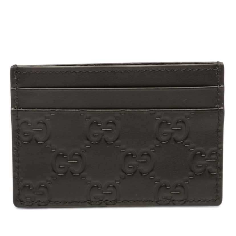 Gucci Guccissima Card Holder Black Leather Very good condition - Front View
