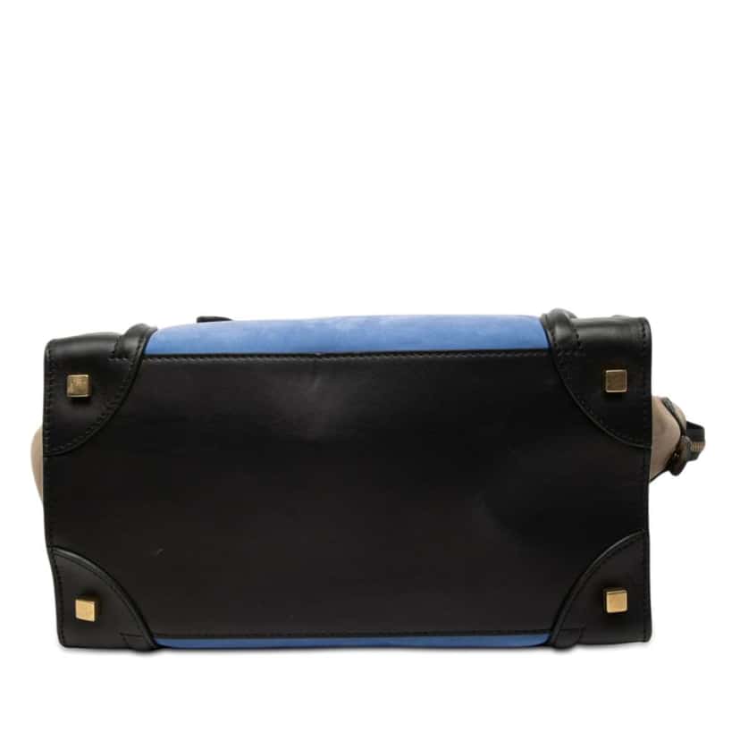 Celine Mini Tricolor Nubuck and Smooth Calfskin Luggage Tote Blue Leather Very good condition - Inside View