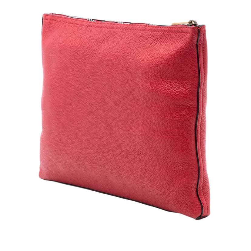 Gucci Medium Leather Logo Portfolio Clutch Red Leather Very good condition - Back View