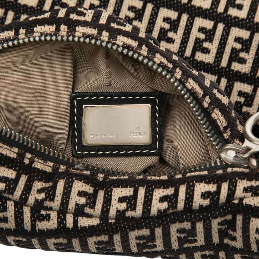 Fendi Zucchino Canvas Oyster Shoulder Bag Black Canvas Very good condition - Box View