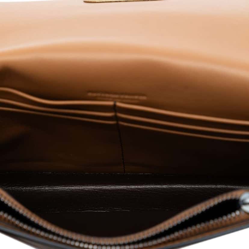 Bottega Veneta Bicolor Leather Wallet on Chain Brown Leather Very good condition - Model View