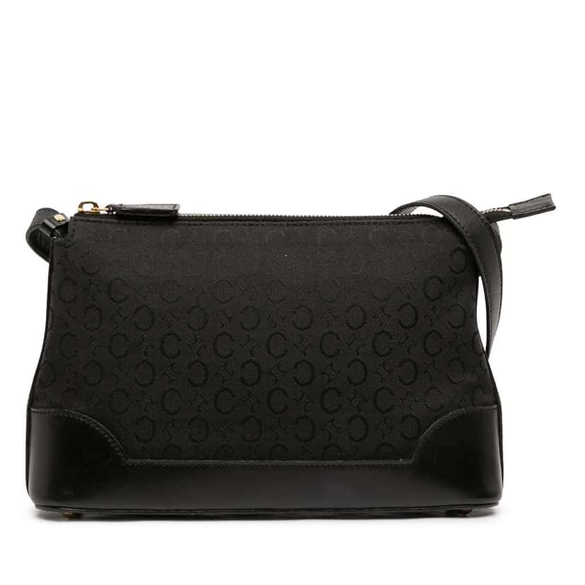 Celine C Macadam Canvas Shoulder Bag Black Canvas Very good condition - Front View