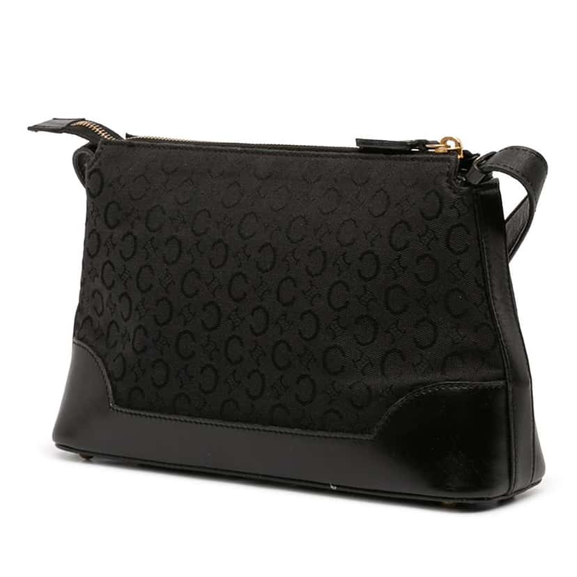 Celine C Macadam Canvas Shoulder Bag Black Canvas Very good condition - Back View