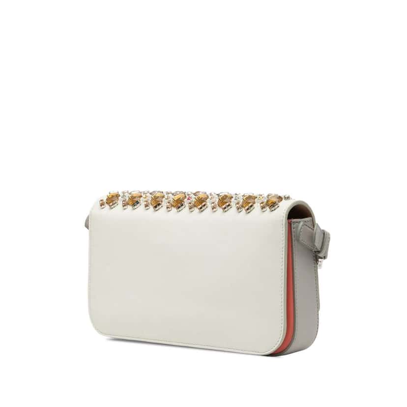 Fendi Crystal and Resin Embellished Leather 3Baguette Shoulder Bag White Leather Very good condition - Back View