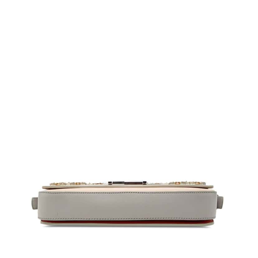 Fendi Crystal and Resin Embellished Leather 3Baguette Shoulder Bag White Leather Very good condition - Inside View