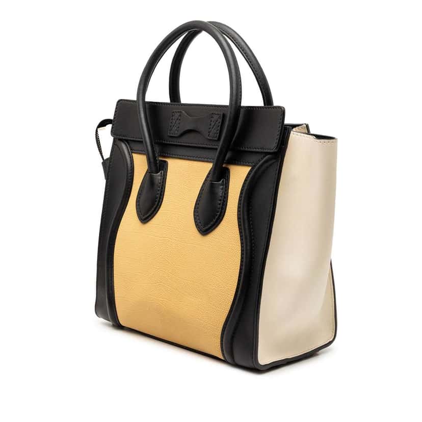 Celine Micro Tricolor Leather Luggage Tote Yellow Leather Very good condition - Back View