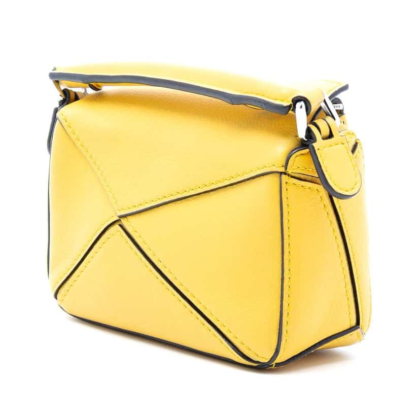 Loewe Nano Calfskin Puzzle Satchel Yellow Leather Very good condition - Back View