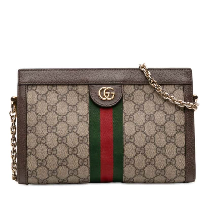 Gucci Small GG Supreme Web Ophidia Chain Crossbody Beige Good condition - Front View
