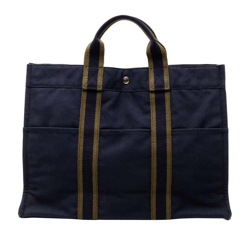 Hermès Canvas Fourre Tout MM Blue Canvas Very good condition - Front View