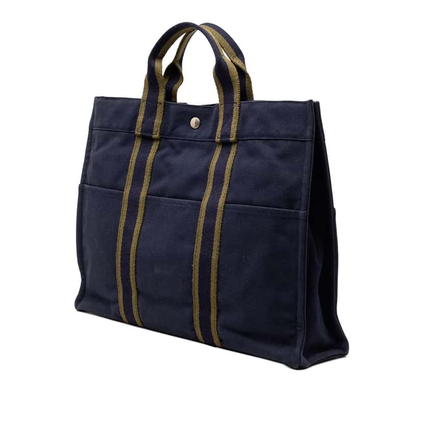 Hermès Canvas Fourre Tout MM Blue Canvas Very good condition - Back View
