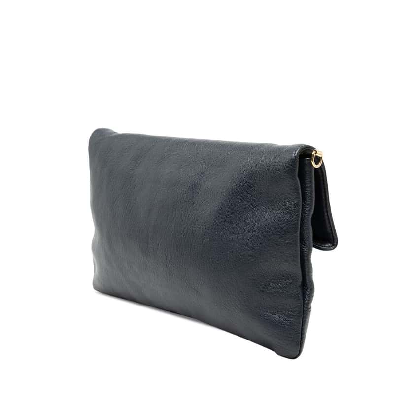 Balenciaga Chevre Motocross Classic Metallic Edge Envelope Clutch with Strap Blue Leather Very good condition - Back View