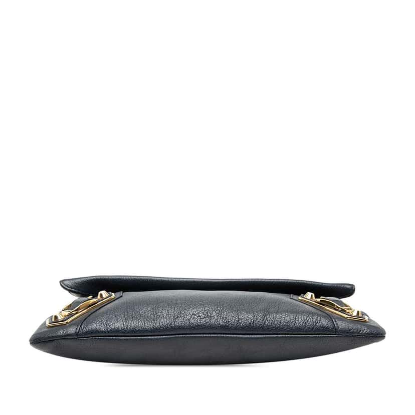 Balenciaga Chevre Motocross Classic Metallic Edge Envelope Clutch with Strap Blue Leather Very good condition - Inside View