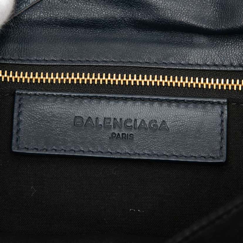 Balenciaga Chevre Motocross Classic Metallic Edge Envelope Clutch with Strap Blue Leather Very good condition - Box View