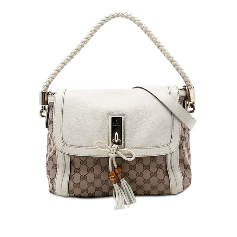 Gucci GG Canvas Bella Flap Satchel Beige Very good condition - Front View