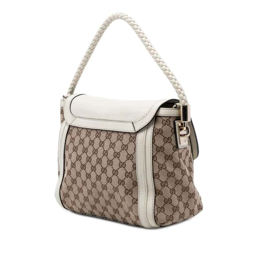 Gucci GG Canvas Bella Flap Satchel Beige Very good condition - Back View