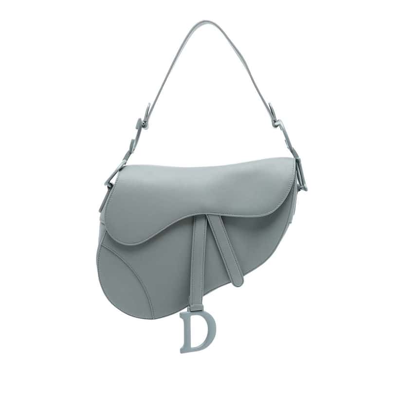 Dior Ultra Matte Calfskin Saddle Bag Blue Leather Very good condition - Front View