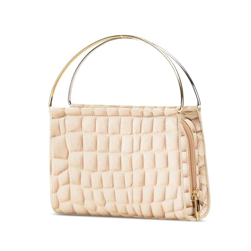 Cartier Croc Embossed Lambskin Handbag Brown Leather Very good condition - Back View