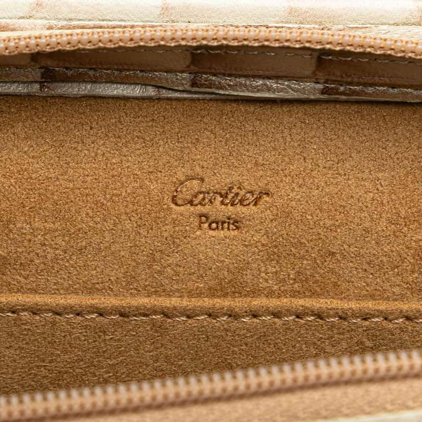 Cartier Croc Embossed Lambskin Handbag Brown Leather Very good condition - Box View