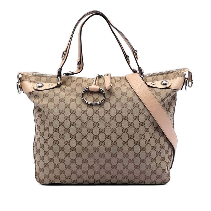 Gucci Large GG Canvas Icon Bit Satchel Beige Very good condition - Front View
